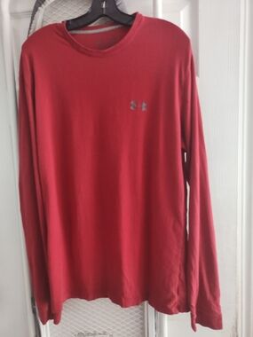 Under Armour Men’s Long-Sleeve Crew Tee - Red with Silver Logo